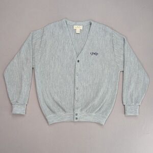 Vintage IZOD Golf Cardigan Sweater Gray Grandpa Core Preppy Button Knit M